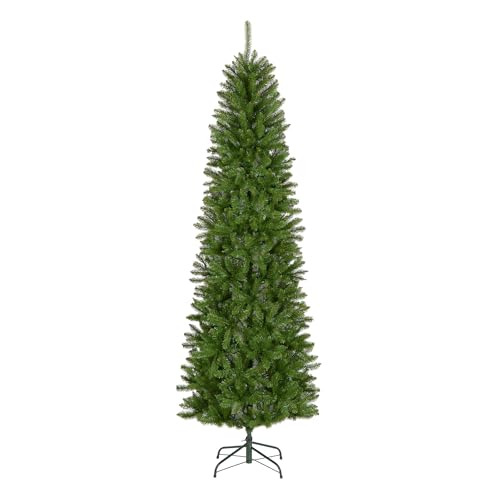 7.5ft Unlit Kingswood Fir Slim Artificial Christmas Tree with Metal Stand