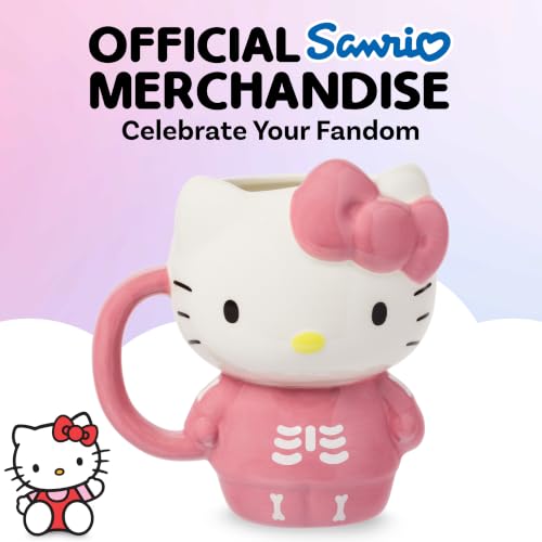Hello Kitty Halloween Skeleton Mug 20oz - 3D Sculpted Ceramic Cup, Official Sanrio