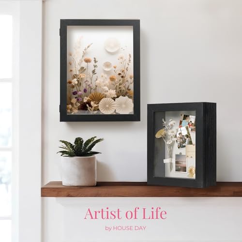 11x14 Deep Shadow Box Frame with Linen Back and Magnetic Door, Black