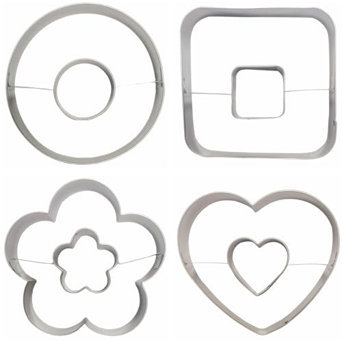Stainless Steel Cookie Cutter Set 4 Pieces - Linzer, Heart, Flower, Square