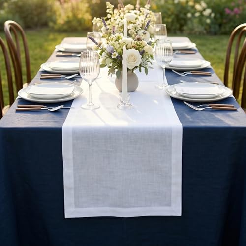 Solino Home White Linen Table Runner 14 x 144 Inches - 01 Variation