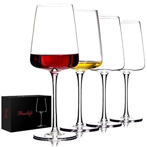Hand Blown Crystal Wine Glasses Set - 19 oz Long Stem Tulip Wine Glass, 4 Pack