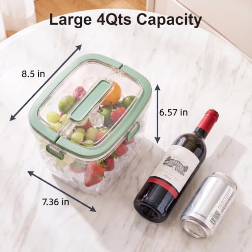 Large Capacity Ice Container with Lid for Freezer & Party Use - 4 Qt