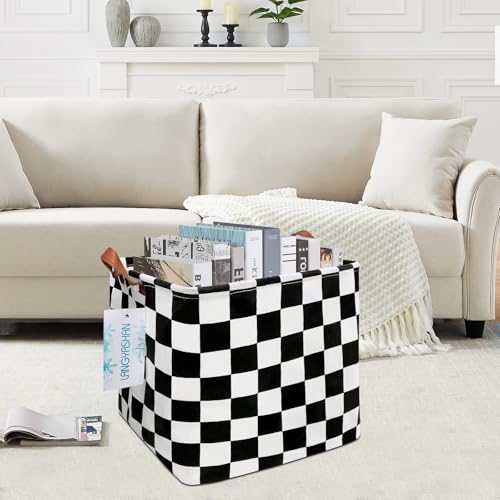 Square Racecar Toy Storage Basket - Collapsible Canvas Organizer Bin
