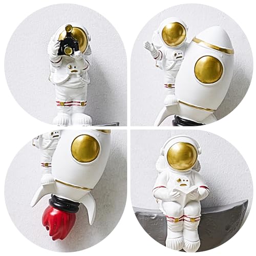 FJS Space Wall Decor Set of 5 - 3D Astronaut Wall Sculptures for Kids & Bedroom - Variation G