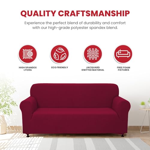 Stretch Sofa and Loveseat Slipcovers Set - Burgundy, 2-Piece