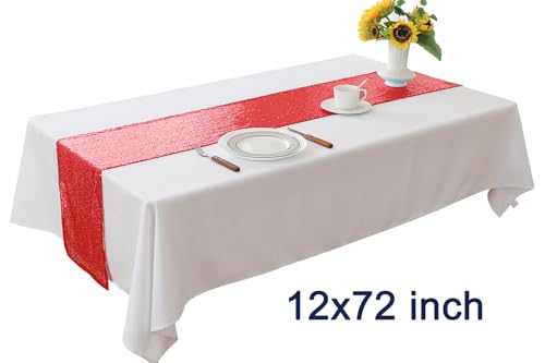 Red Sequin Table Runners Pack of 10 12x72 Inches for Party Decor - WENSINL