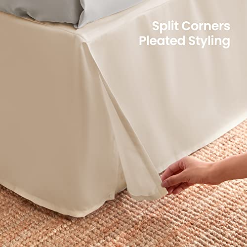 King Size Pleated Bed Skirt - 15 Inch Drop Tailored Easy Fit Bedskirt