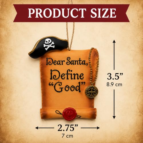 Pirate Christmas Ornament - Nautical Holiday Tree Decoration, 3.5 Inch Pirate Lover Gift