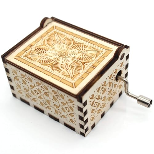 Engraved Wooden Music Box - Hand-Cranked Vintage Keepsake Gift