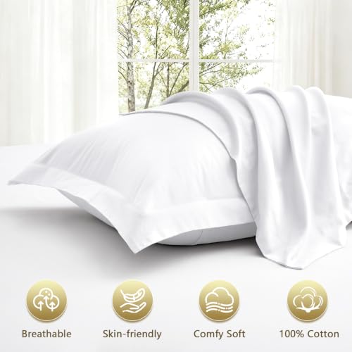 White 26x26 Euro Pillow Covers, Soft Cotton Euro Sham Set of 2