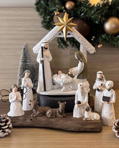 12 Pack Indoor Nativity Set - Christmas Scene Figurines for Holiday Decor