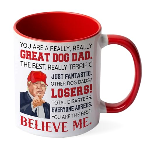 Red Dog Dad Mug 11oz Ceramic Gift for Pet Lovers, Fathers Day, Birthday