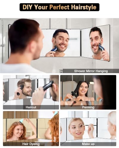 JUSRON 360 Viewing Angle Self Hair Cutting Mirror Shower
