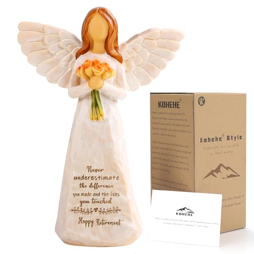 Retirement Angel Figurine Gift for Women, 5.5-Inch Hand-Painted Resin Keepsake