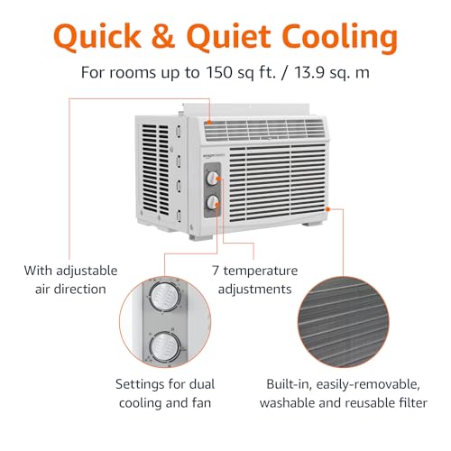 5000 BTU Window Air Conditioner with Quiet Operation for Small Rooms
