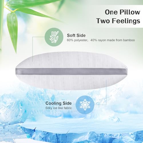 Cooling Gusseted Standard Pillows Set of 2 | Adjustable Memory Foam