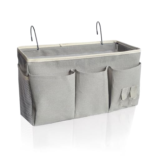 Canvas Bedside Caddy Hanging Storage Organizer for Dorm and Hospital Beds