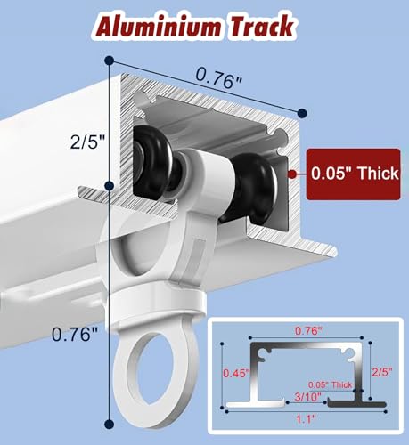 Recessed Ceiling Curtain Track System, 12ft Cuttable Aluminum Sliding Rail