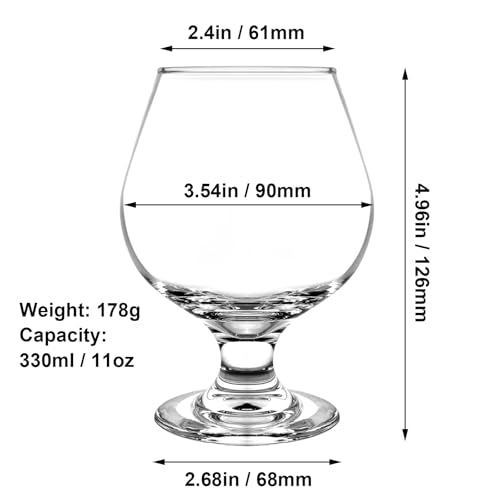 Almagic 11 oz / 330 ml Brandy Snifter Glasses Set of 4 – Lead-Free, Durable, Elegant Drinkware