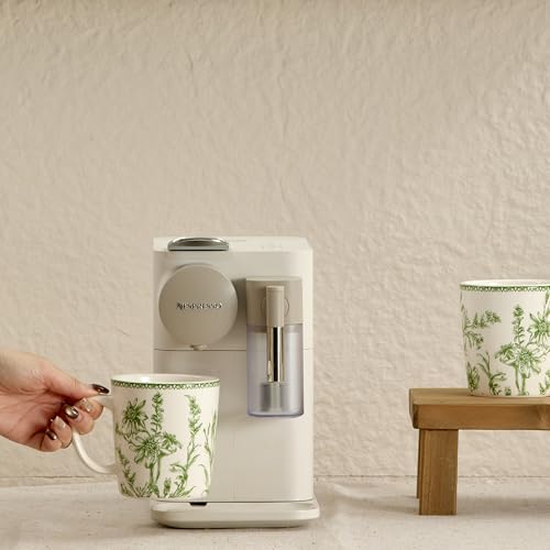 Bico Green Garden Toile de Jouy 18 oz Mugs Set of 4 – Lead-Free Ceramic Coffee Tea Cups with Large Handles
