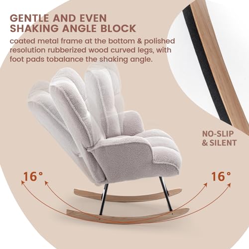 Teddy Upholstered Nursery Rocking Chair - High Back Glider Accent Rocker