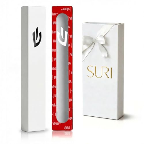 5-Inch White Aluminum Mezuzah Case with Scroll – Self-Adhesive Indoor Kit