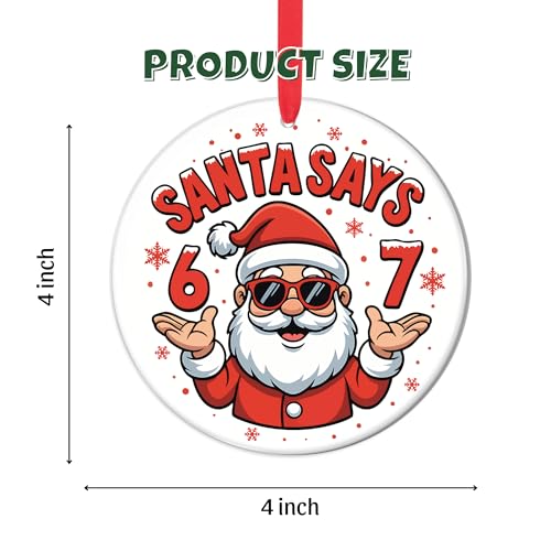 HUTATO Santa '6 7' Christmas Ornament - Funny Meme Holiday Decor, 4 Inch