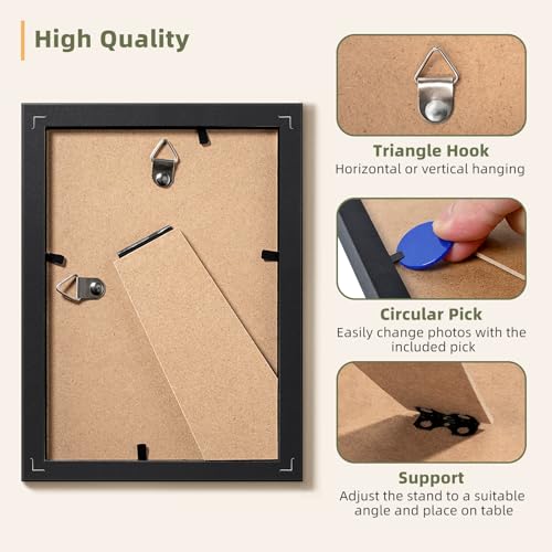 4x6 Black Picture Frame Set of 10 - Wall & Tabletop Display Photo Frames