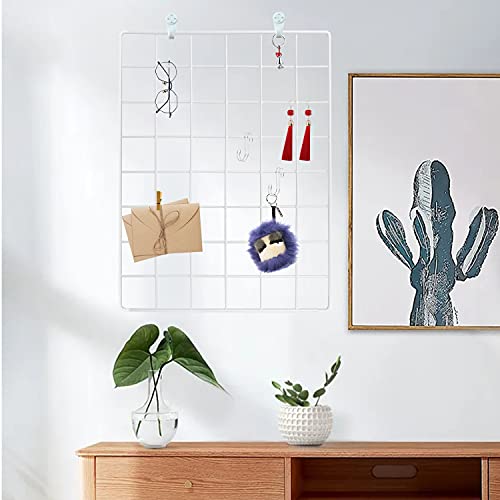 Wire Wall Grid Photo Display Panel Set - 2 Pack White Memo Organizer