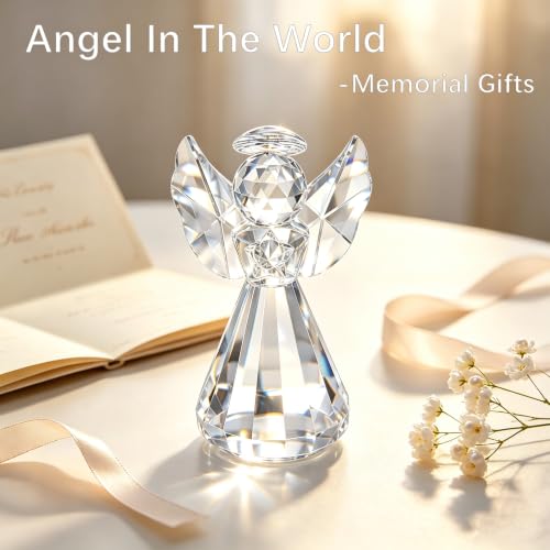 Clear 3'' Crystal Guardian Angel Figurine Gift for Women Christmas Decoration