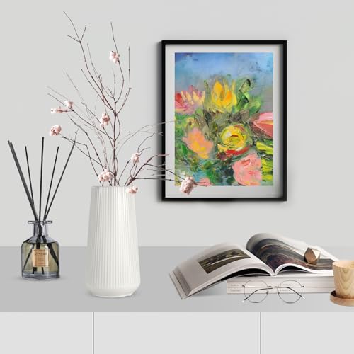 White Ceramic Flower Vase - Modern Minimalist Table Decor for Pampas Grass