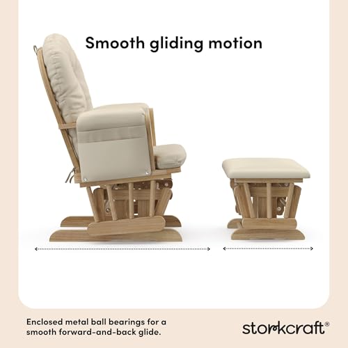 Nursery Glider Rocking Chair and Ottoman Set with Storage Pockets