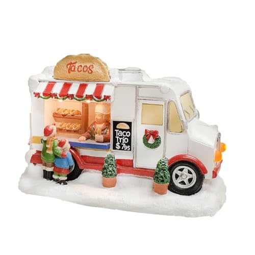 LED Lighted Christmas Village Taco Food Truck - Polyresin Holiday Decor