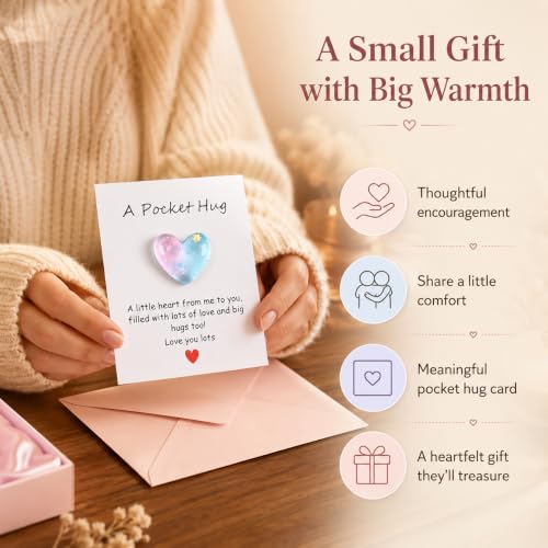 Kryoflare Pink & Blue Heart Pocket Hug Token Gift - Inspirational Support Card