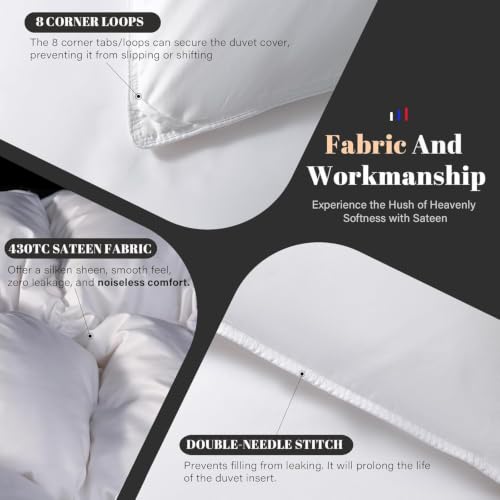 Queen Size Down Comforter – Lightweight Soft Duvet Insert, 90x90 in.
