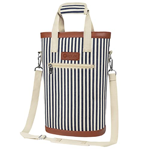 Insulated 2-Bottle Wine Carrier Tote Bag - Leakproof Padded Cooler