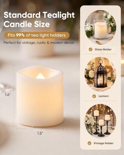 Homemory 100-Pack White Flameless Votive Tealights with Warm White Flicker