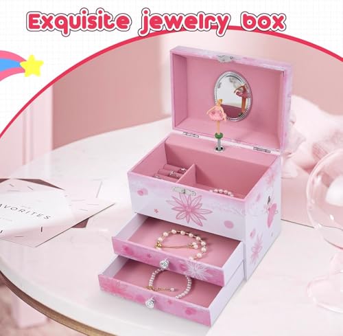 Ballerina Musical Jewelry Box with 2 Drawers - Fairy Design Music Box