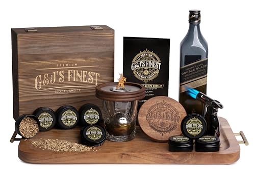 G&J's Finest Mahogany Whiskey Smoker Kit with Quad Torch & Gift Set - Classic Box