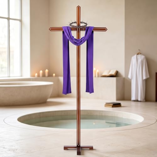Large Wooden Cross for Church and Religious Decor - 71 Inch Standing Cross
