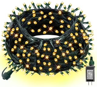 ASENEK 197ft 600LED Connectable Warm White Christmas Tree Lights with 8 Modes & 6h Timer