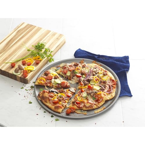 GoodCook Everyday Nonstick Steel Pizza Pan, 16", Cutting guide, Gray