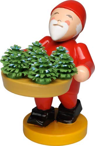 Wendt & Kühn Wooden Gnome with Small Plants Handcrafted in Germany