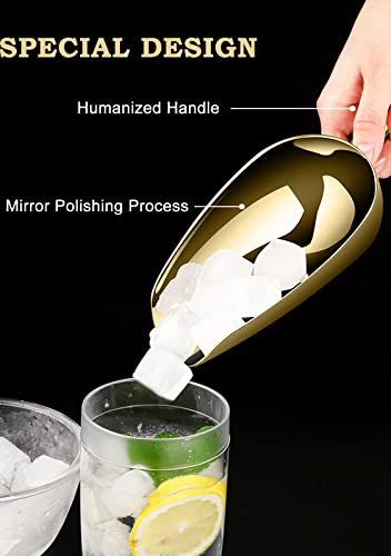 Gold Stainless Steel Ice Scoop & Tongs Set for Bar & Party Use - 7 Inch
