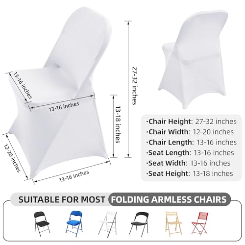 10 Pack White Stretch Spandex Folding Chair Covers for Events