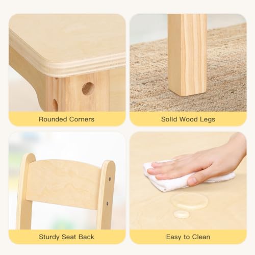 Kids Art Table and 2 Chairs Set with Storage - Wooden Toddler Activity Desk