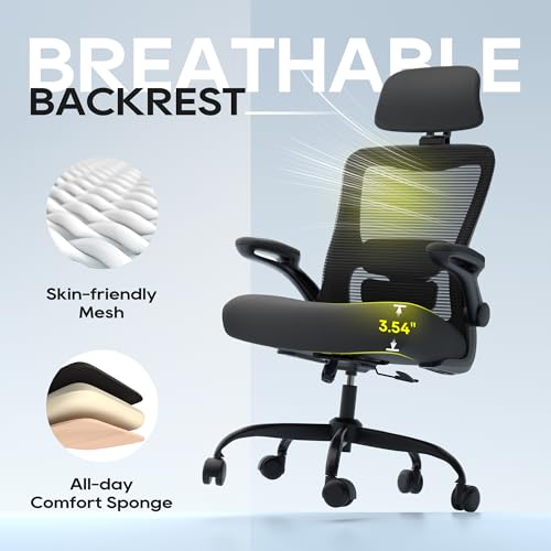 Ergonomic Office Chair with Adjustable Lumbar Support and Flip-Up Armrests