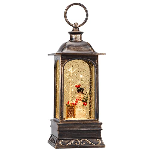 Musical Christmas Snow Globe Lantern with Swirling Glitter & 8 Songs