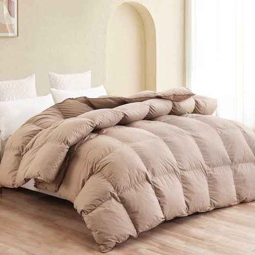 All-Season Queen Down Comforter Duvet Insert - 100% Cotton Baffle Box